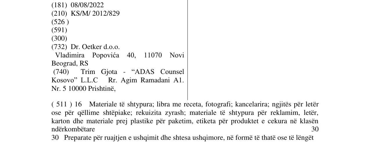 Zëri i markës VINOBRAN në buletin