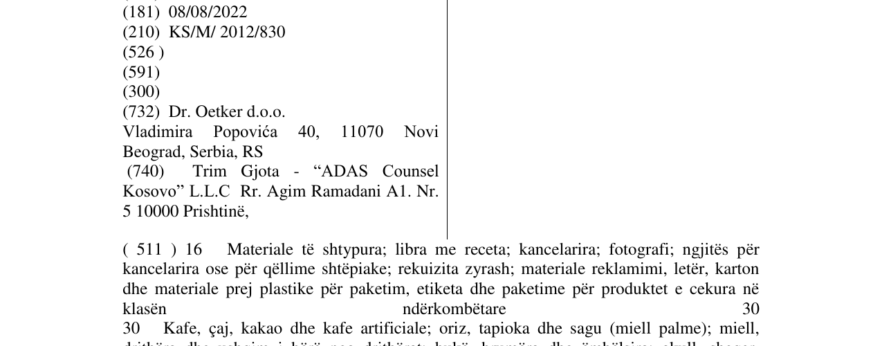 Zëri i markës ŢVRSTIN në buletin