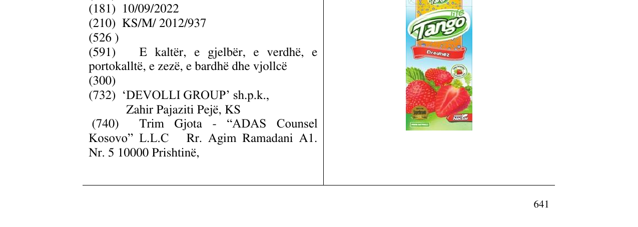 Zëri i markës Tango Dredhëz në buletin