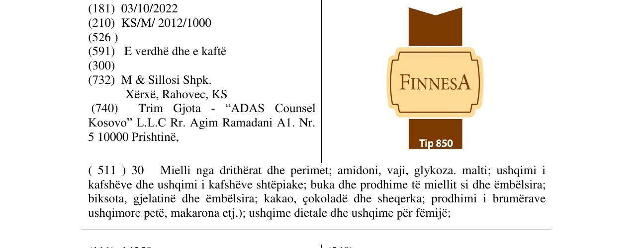 Zëri i markës FINNESA në buletin