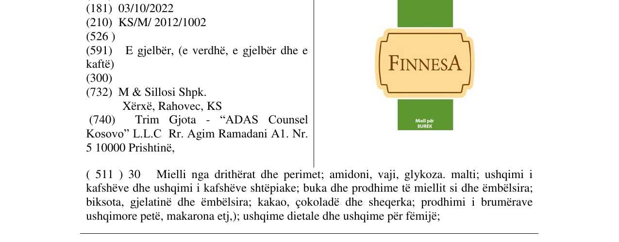 Zëri i markës FINNESA në buletin