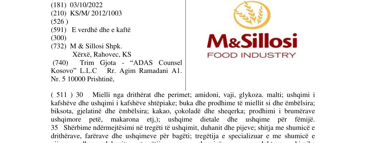 Zëri i markës M&Sillosi në buletin
