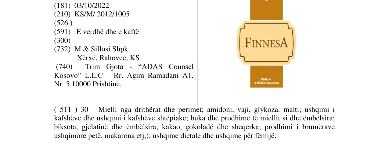 Zëri i markës FINNESA në buletin