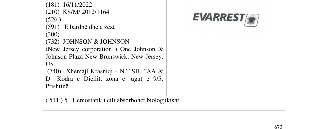 Zëri i markës EVARREST në buletin