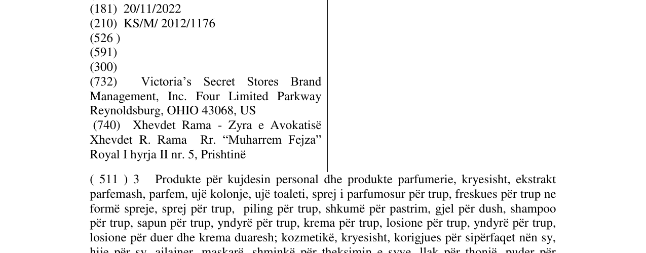 Zëri i markës VICTORIA'S SECRET PINK në buletin