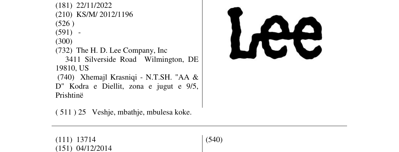 Zëri i markës Lee në buletin