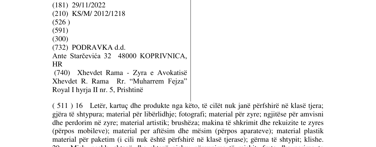Zëri i markës VEGETA në buletin