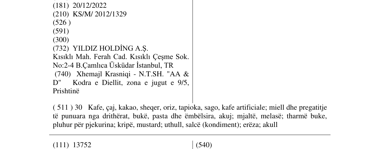 Zëri i markës ÜLKER YUPO në buletin