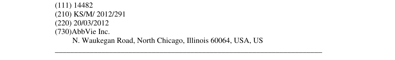 The entry of the trademark ABBVIE in the bulletin