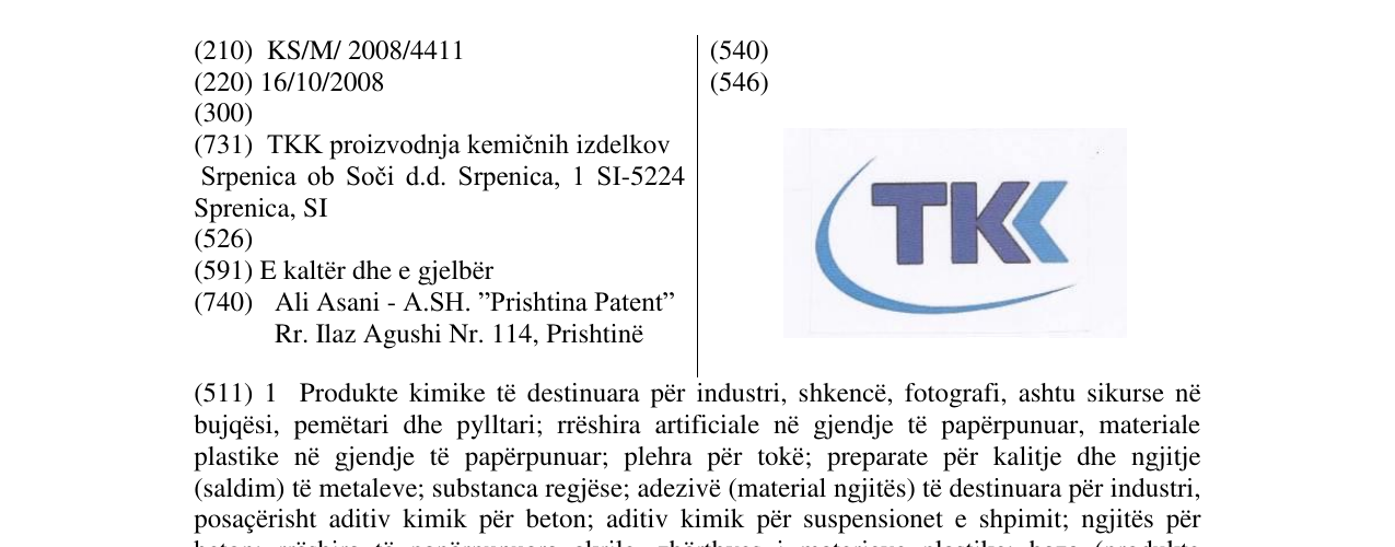 Zëri i markës TKK në buletin