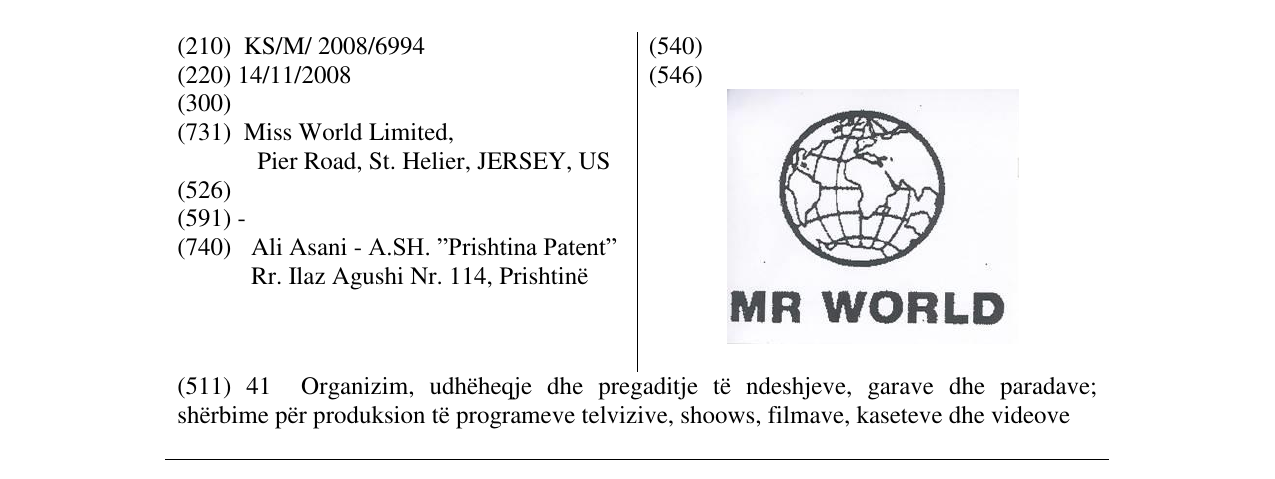 Zëri i markës MR WORLD në buletin