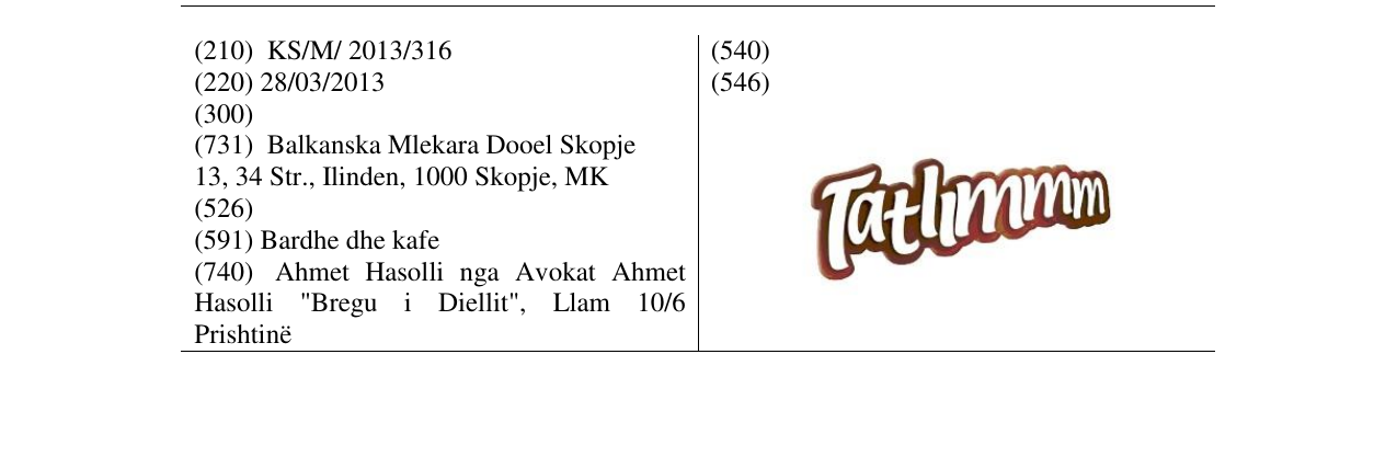 Zëri i markës Tatlimmm në buletin