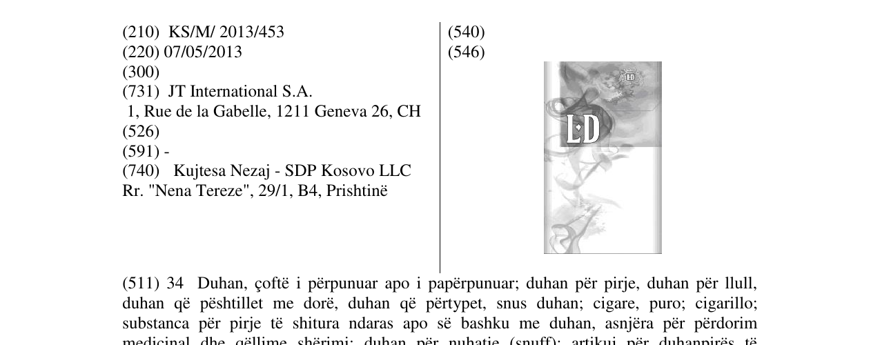 Zëri i markës L .D në buletin