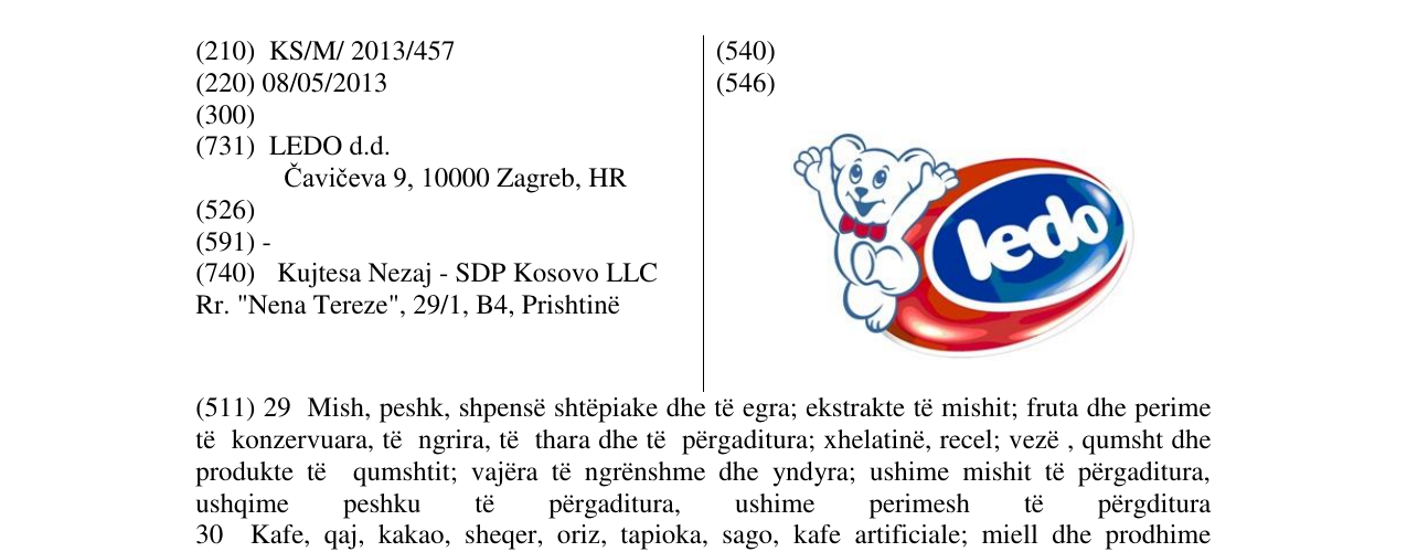 Zëri i markës ledo në buletin