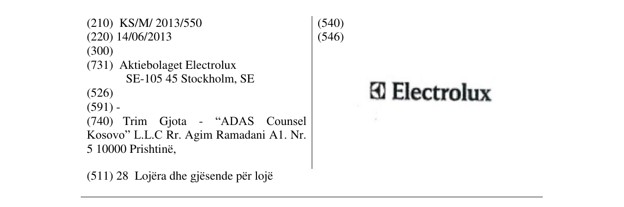 Zëri i markës Electrolux në buletin