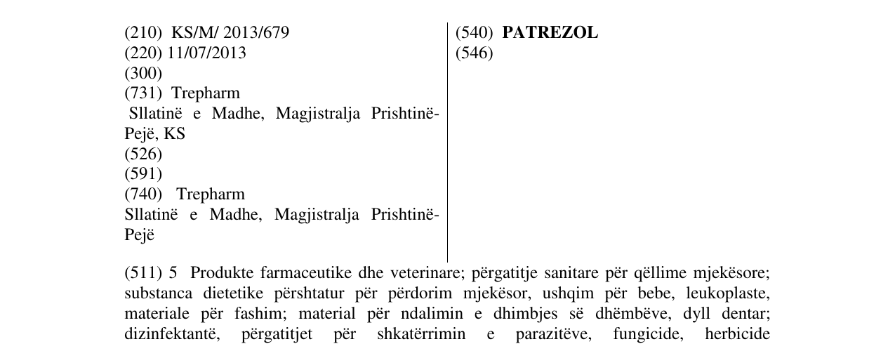 Zëri i markës PATREZOL në buletin