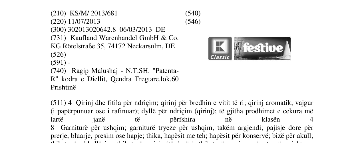 Zëri i markës K Classic festive në buletin