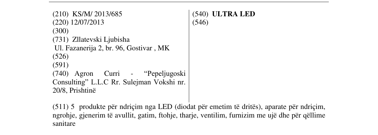Zëri i markës ULTRA LED në buletin