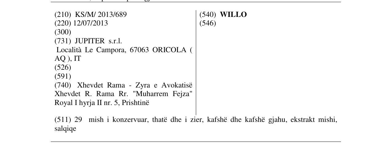 Zëri i markës WILLO në buletin