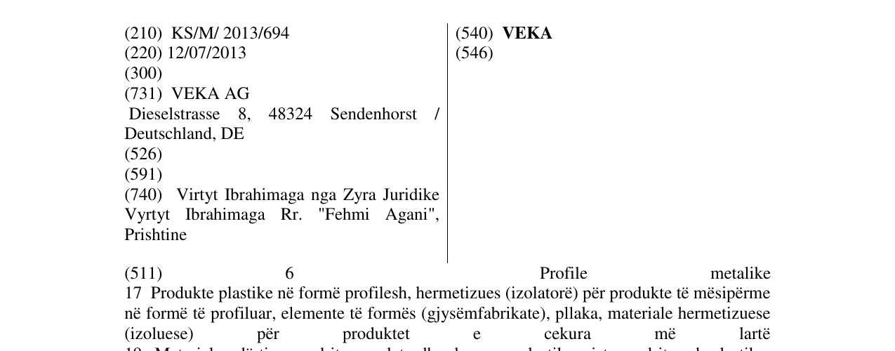 Zëri i markës VEKA në buletin