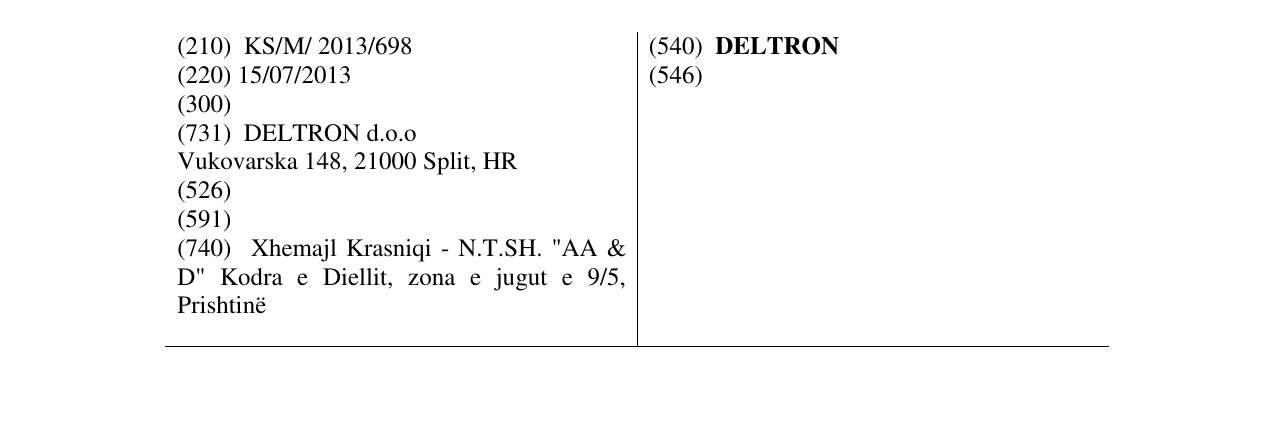 Zëri i markës DELTRON në buletin
