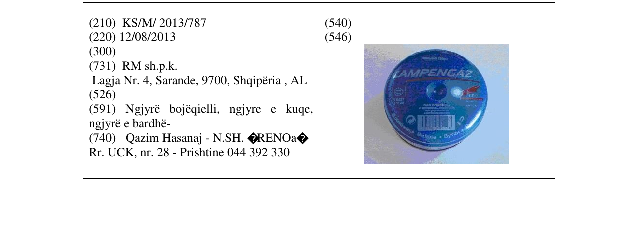 Zëri i markës CAMPENGAZ në buletin