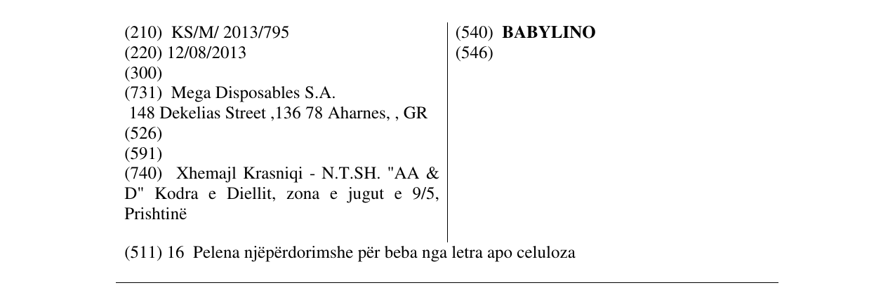 Zëri i markës BABYLINO në buletin