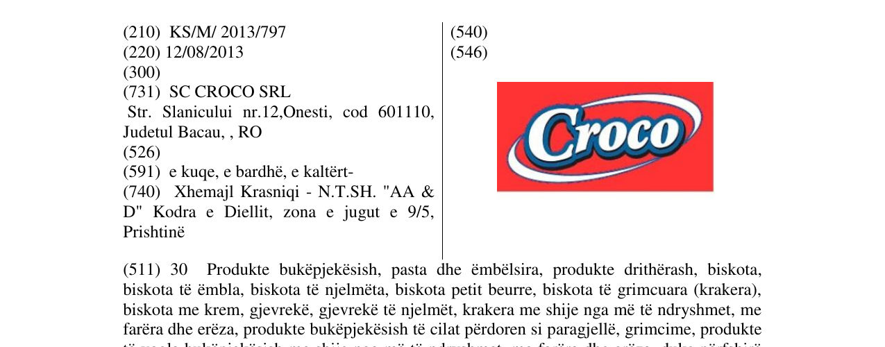 Zëri i markës Croco në buletin