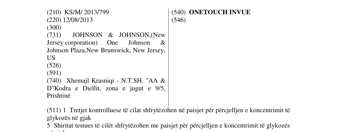 Zëri i markës ONETOUCH INVUE në buletin