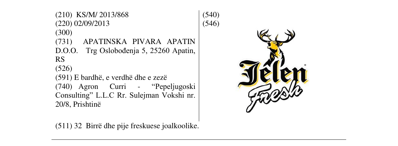 Zëri i markës Jelen Fresh në buletin