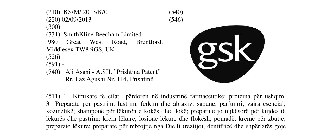 Zëri i markës GSK në buletin