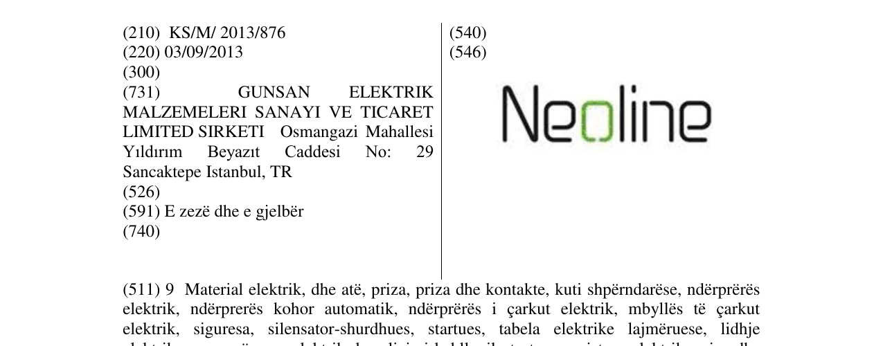 Zëri i markës Neoline në buletin
