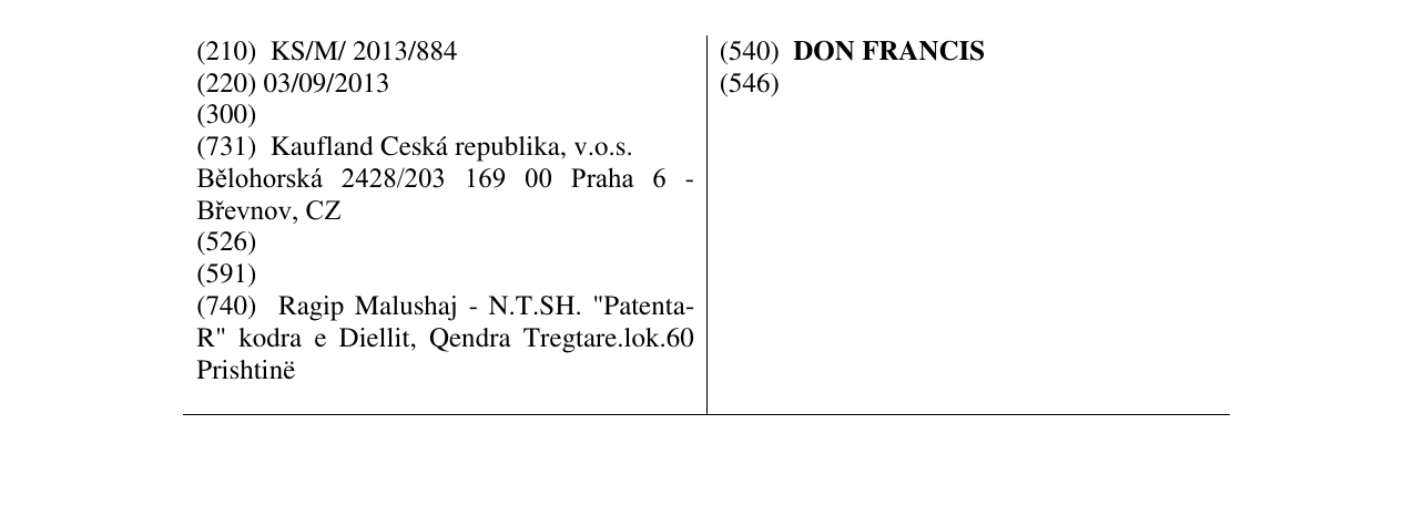 Zëri i markës DON FRANCIS në buletin