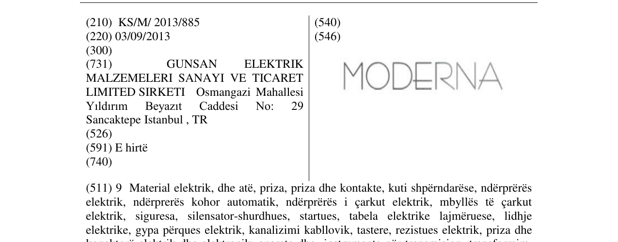 Zëri i markës MODERNA në buletin