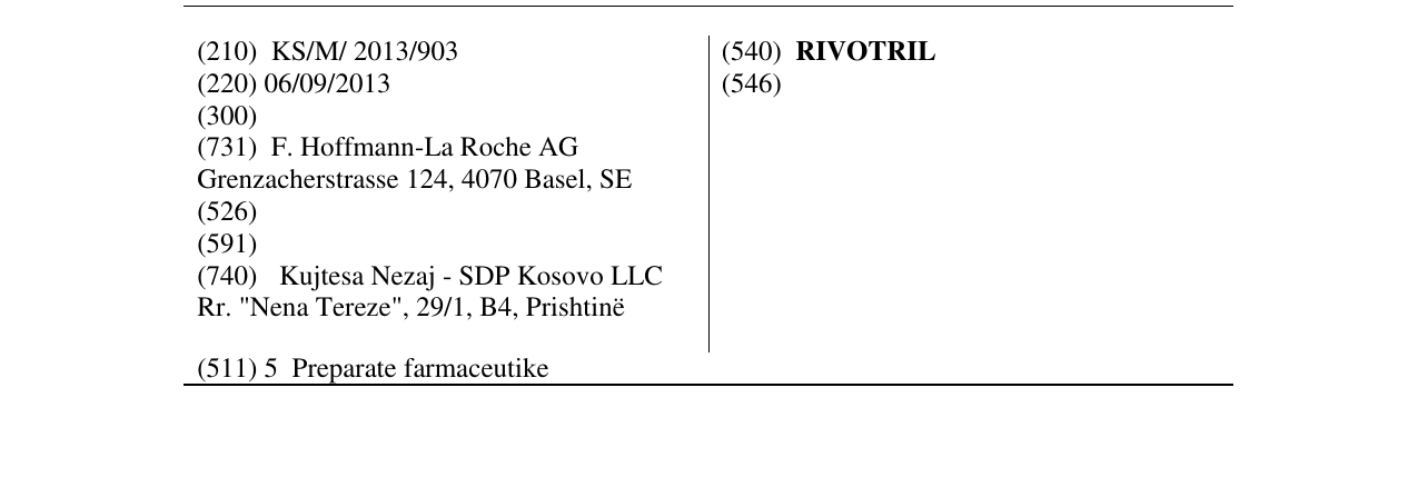 Zëri i markës RIVOTRIL në buletin