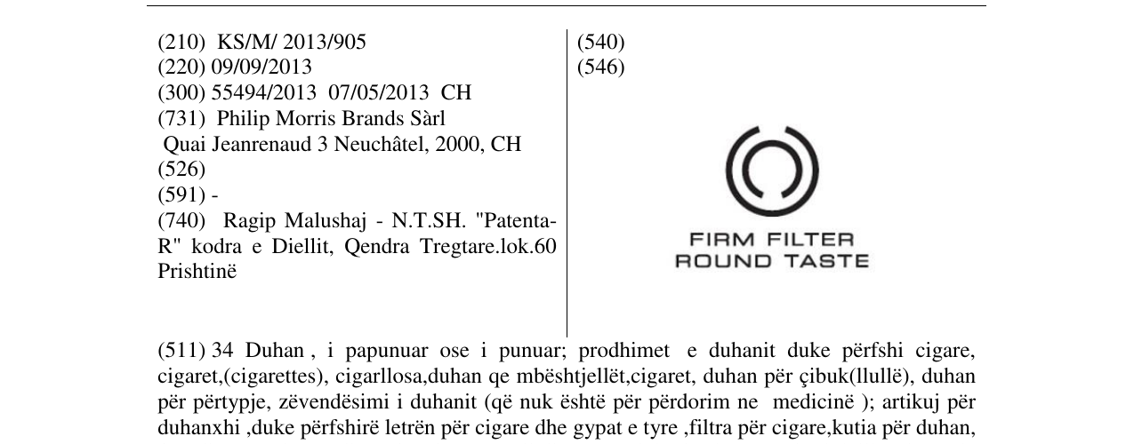 Zëri i markës FIRM FILTER ROUND TASTE në buletin