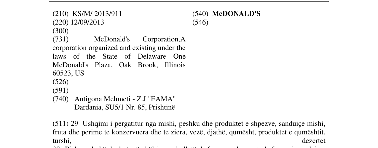 Zëri i markës McDONALD'S në buletin