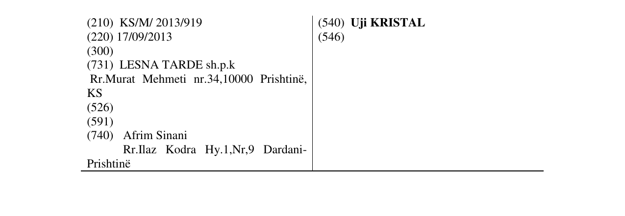 Zëri i markës Uji KRISTAL në buletin
