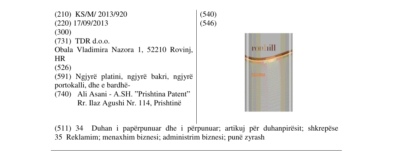 Zëri i markës ronhill në buletin