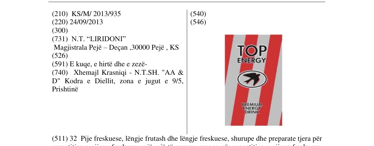 Zëri i markës TOP ENERGY në buletin