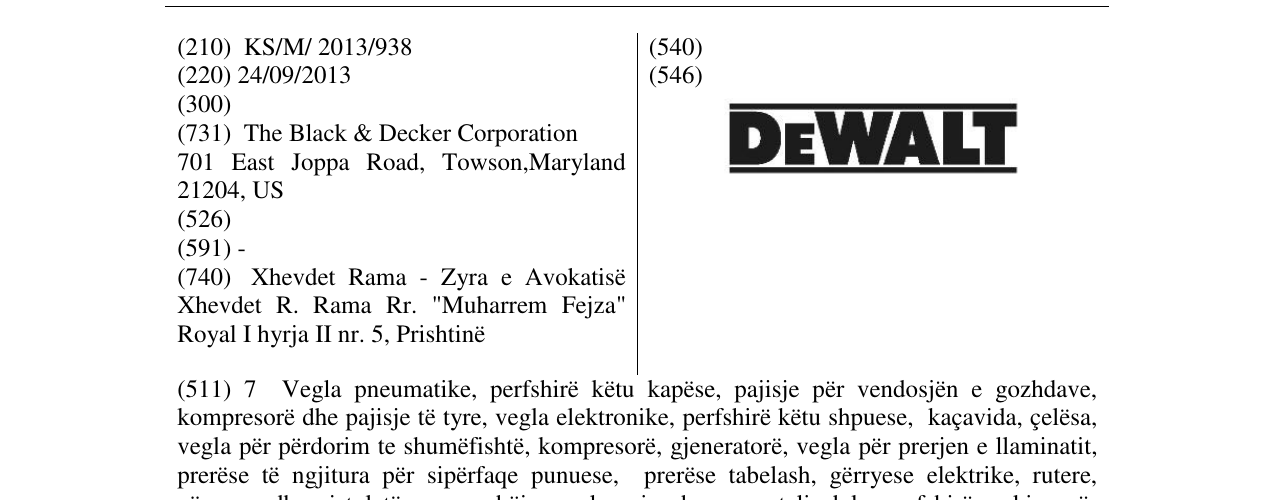 Zëri i markës DEWALT në buletin