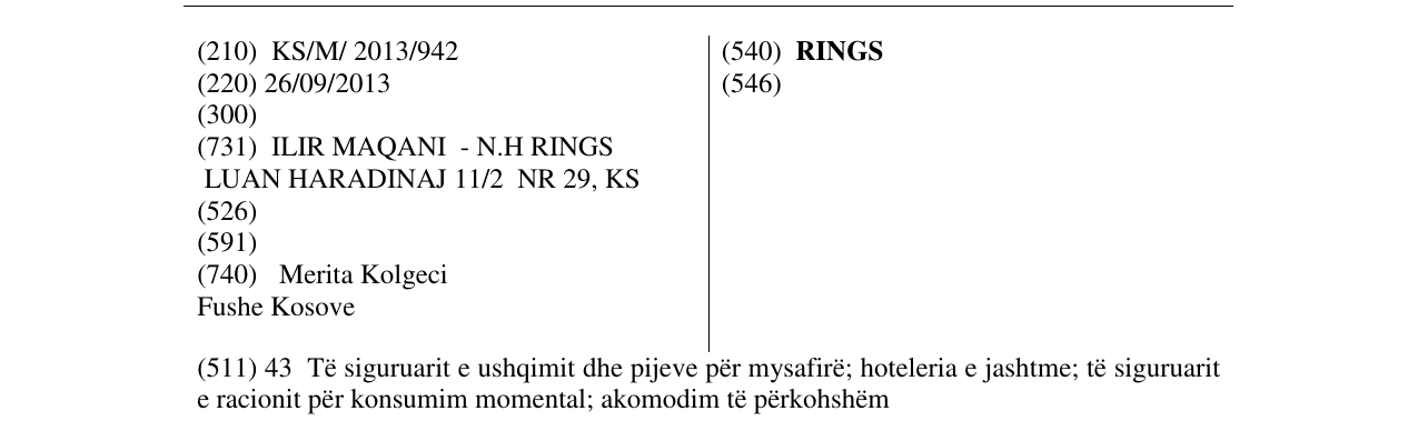 Zëri i markës RINGS në buletin