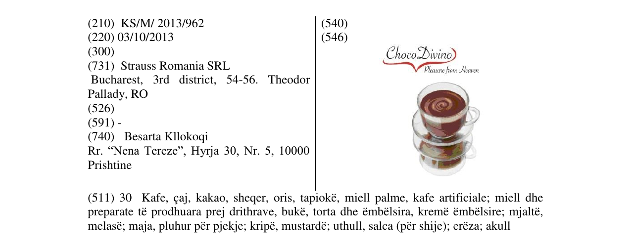 Zëri i markës Choco Divino Pleasure from Heaven në buletin