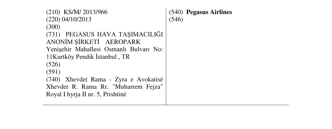 Zëri i markës Pegasus Airlines në buletin
