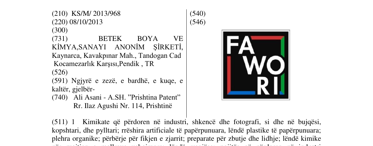 Zëri i markës FAWORI në buletin