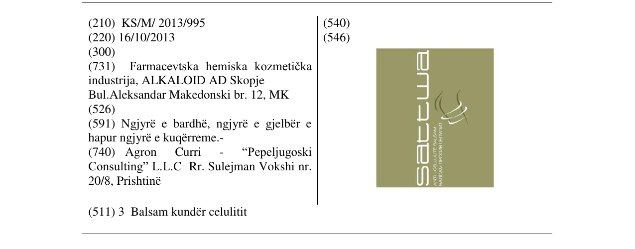 Zëri i markës SATTWA në buletin