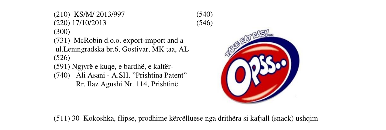 Zëri i markës Opss.. në buletin