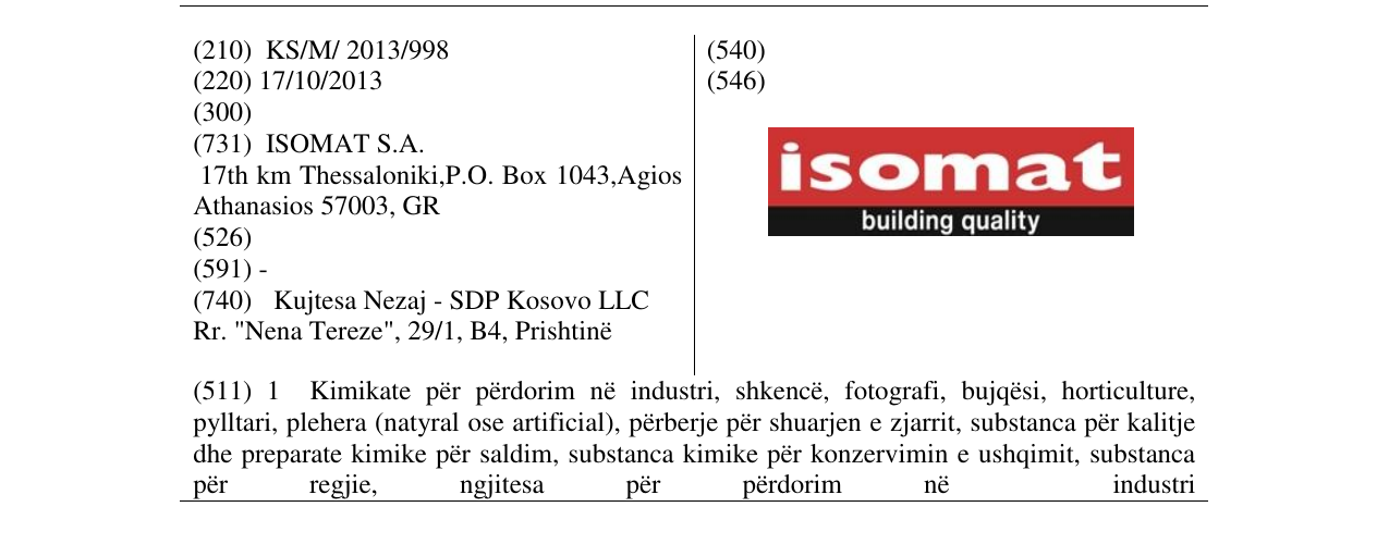Zëri i markës isomat building quality në buletin