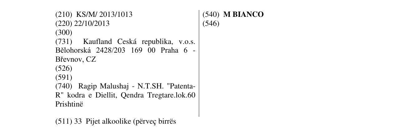 Zëri i markës M BIANCO në buletin