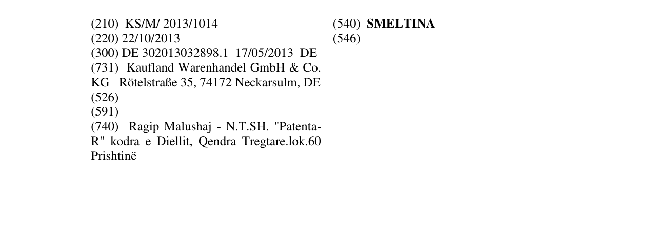 Zëri i markës SMELTINA në buletin
